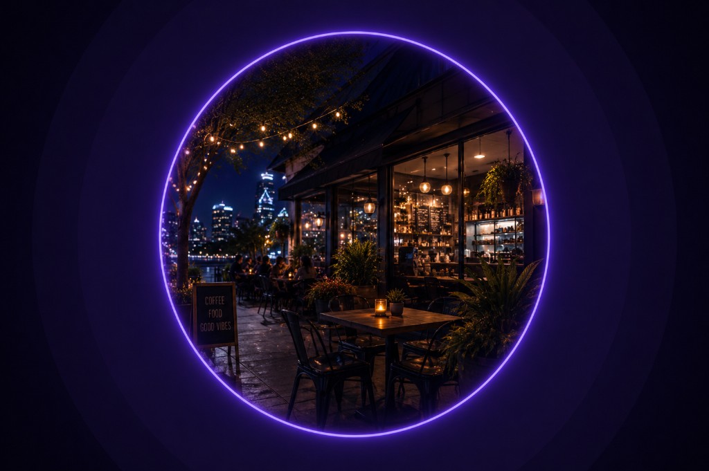 A cozy outdoor café and nearby hangout spot
